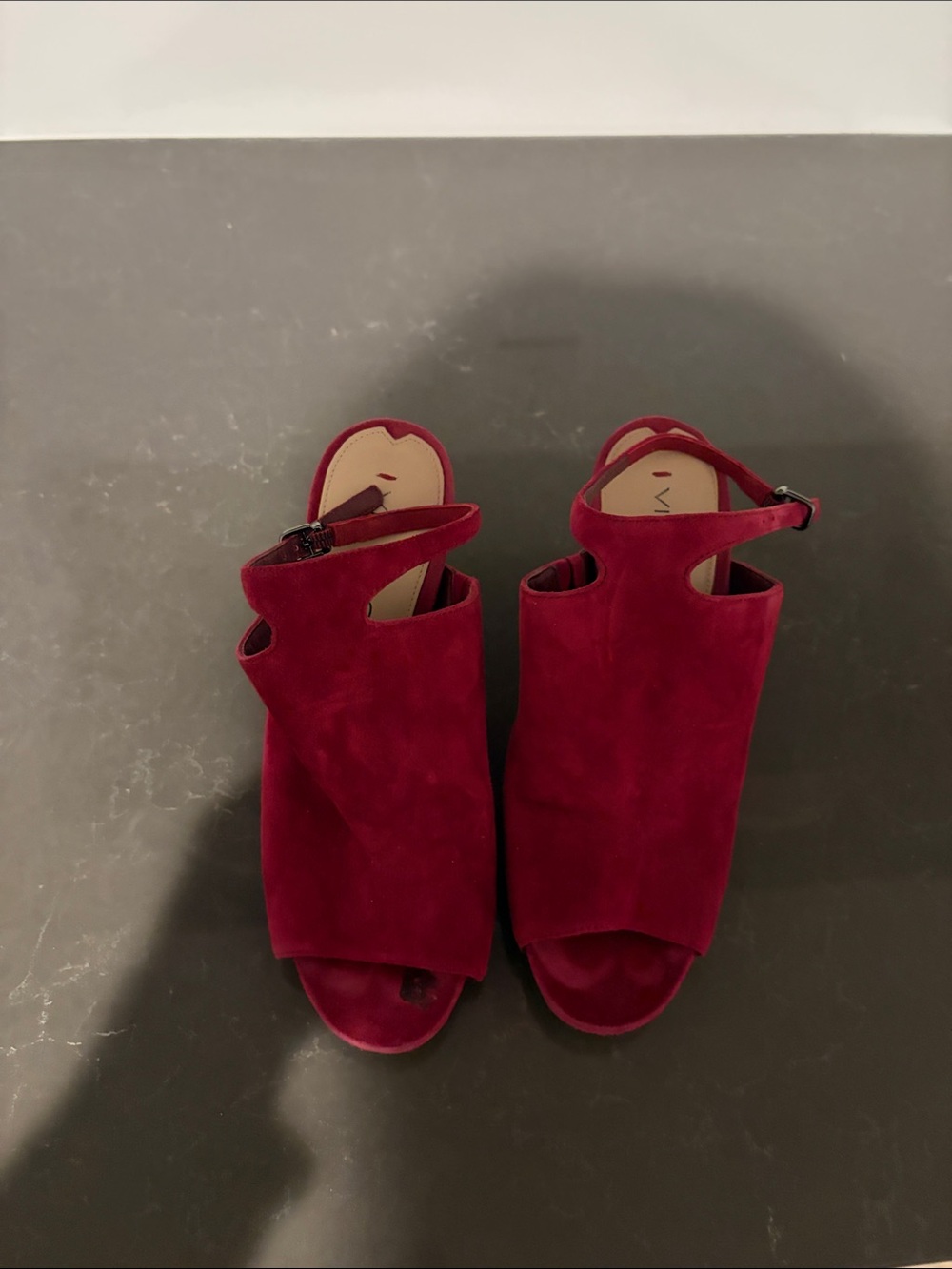 Women's Red Suede Open-Toe Heeled Sandals